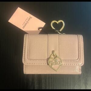 Juicy couture pink wallet with gold heart keychain